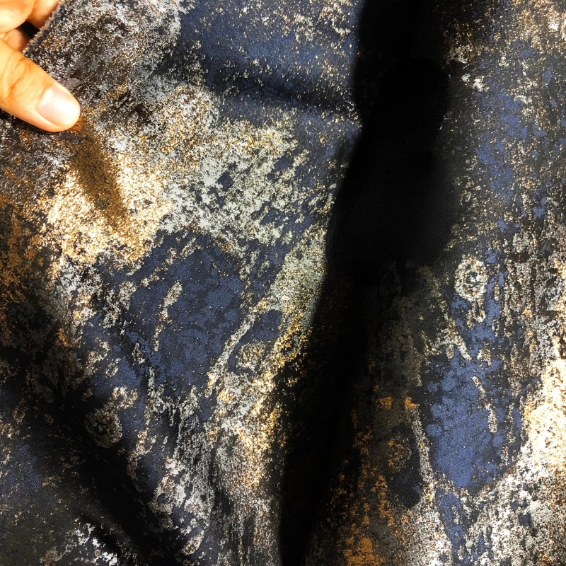 

Brocade Jacquard Clothing Design Fabric for Dark Blue Stage Costumes Cuts Fashion Fabrics DIY Sewing Cloth Wholesale