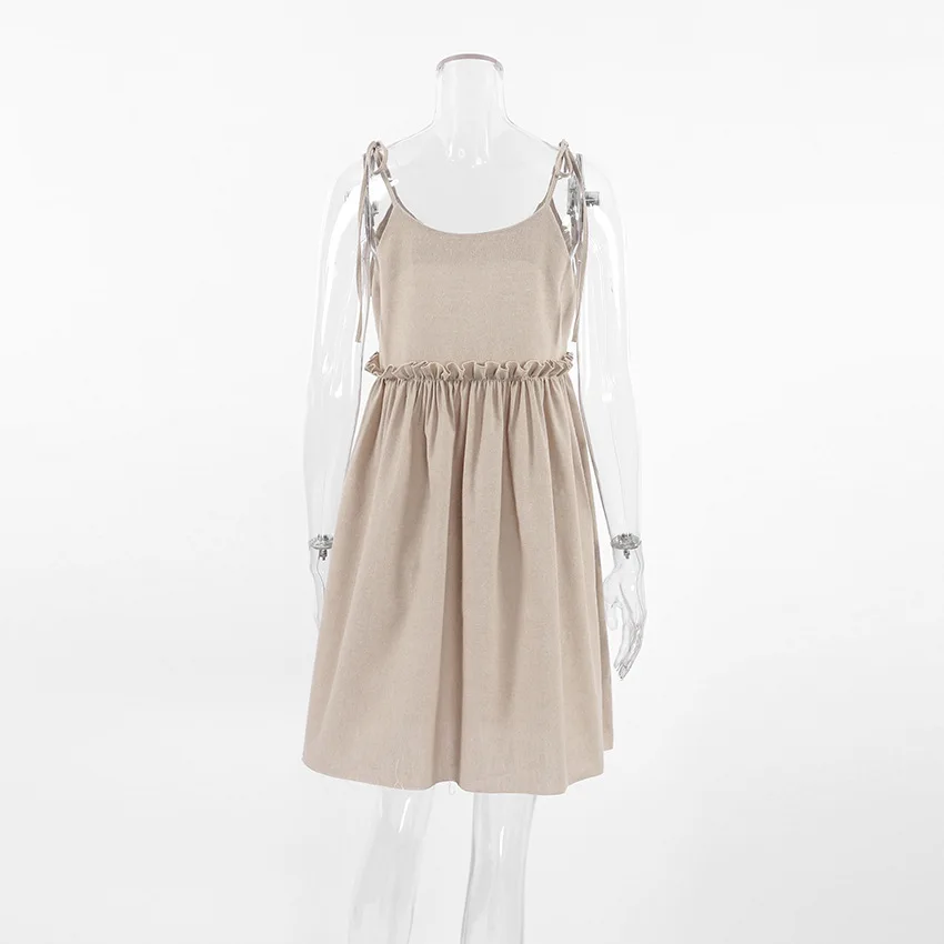 2025 Summer Effortlessly Chic Sultry Slip Dress Relaxed A-Line Linen Cotton for Women Smocked Detail Resort & Garden Party