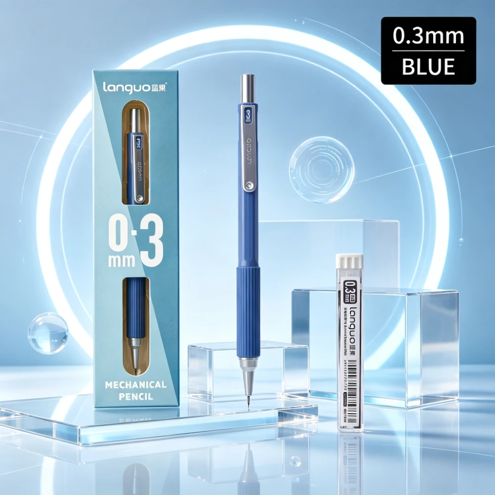 1set Metal Drawing Automatic Pencil Set 0.3mm/0.5mm/0.7mm Low Center of Gravity Anti-Bend Lead for Sketching Technical Drawings