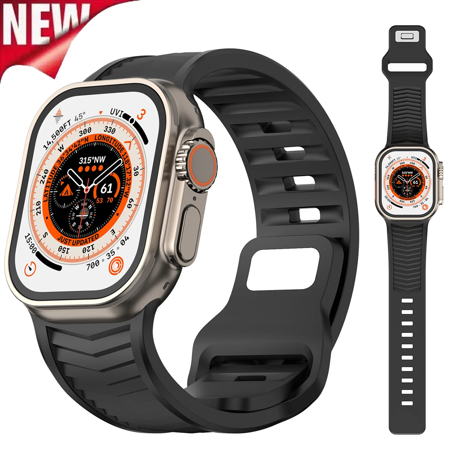 สายซิลิโคนสําหรับ Apple Watch Band Ultra 2/1 49 มม.Series 9 8 7 45 มม.กีฬาสร้อยข้อมือ iWatch 6 5 4 3 SE 44 มม.42 มม.เข็มขัด Correa