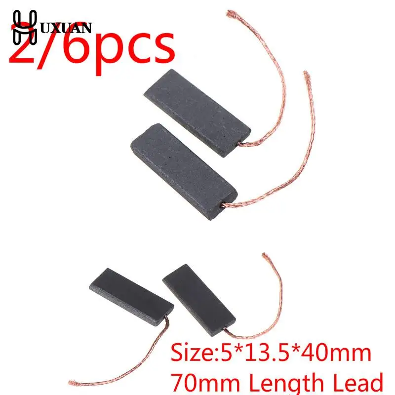 2/6pcs Black Carbon Brush Motor 5*13.5*40mm With 70mm Length Lead For Washing Machine