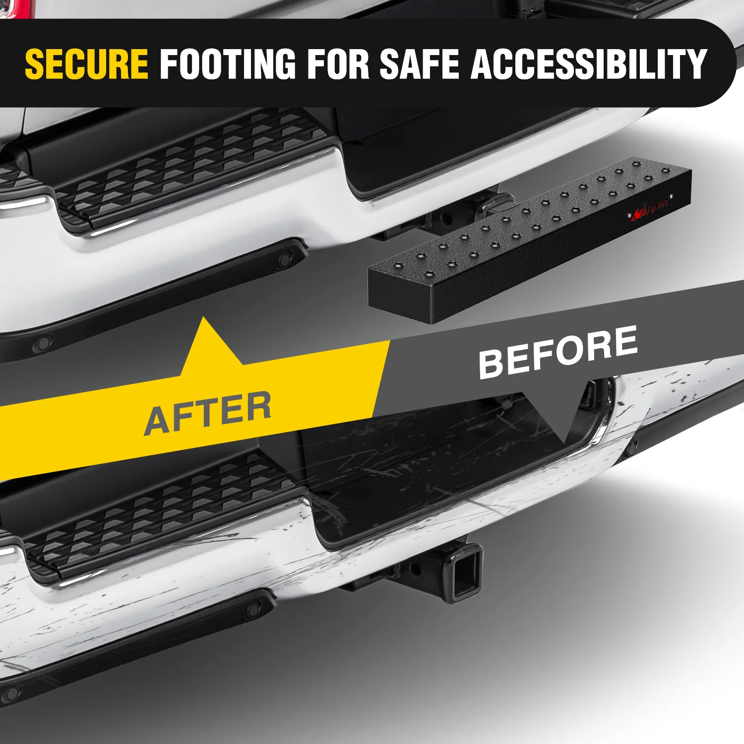 Nilight Hitch Step with 2" Hitch Receiver Rear Bumper Guard Protector 23.5 Inch with 5/8" Hitch Pin Clip Upgraded Textured Black Anti Slip Hitch Step Bar for Pickup Truck Car SUV view 7