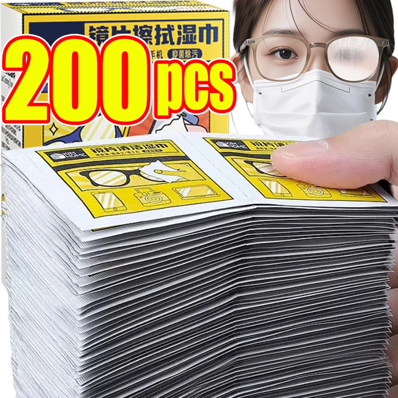 10/200PCS Individual Packing Cleaning Cloth Portable High Quality Glasses Cleaner Eyewear Cloth Len Screen Useful Cleaning Wipes