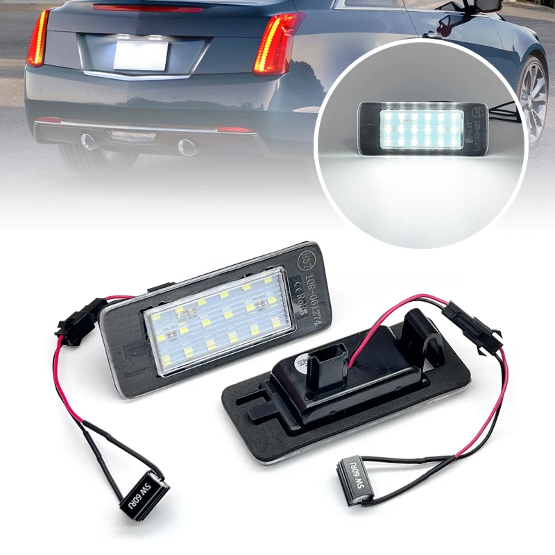 2Pcs For GMC Yukon Cadillac ATS Escalade ESV For Chevrolet Tahoe Suburban Malibu Equinox LED License Number Plate Light