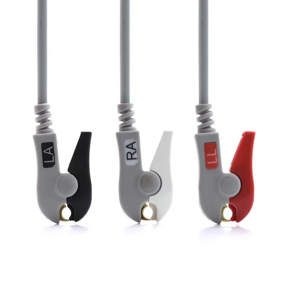 Cable with 3 Leads Compatible Dragers PM8010 PM8014 Cable with Leadwire Clamp Terminal AHA Standard