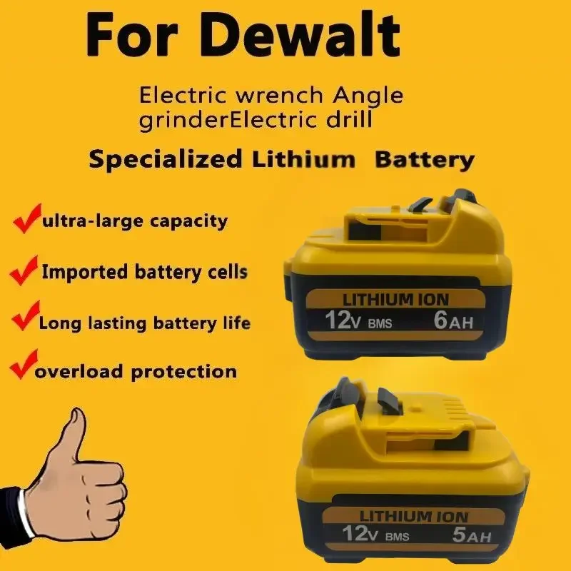 100% pro Dewalt 12V baterie, 2000mAh baterie pro elektrické nářadí, pro DCB123 DCB125 DCB124 DCB122 DCD710 DCB120 baterie pro šroubováky - náhled 2