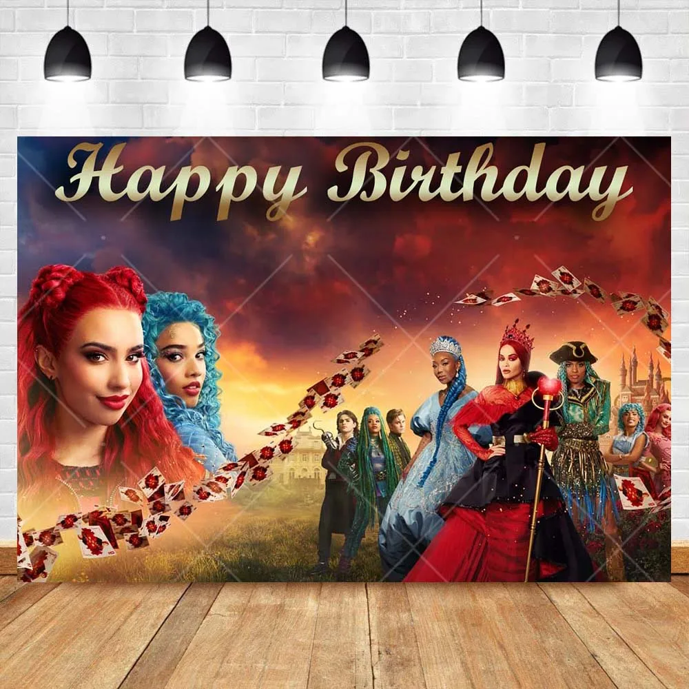 Disney Descendants Red Rise Cool Girl Kid Birthday Party Baby Shower Backdrop Custom Photography Poster KidRoom Decor Background