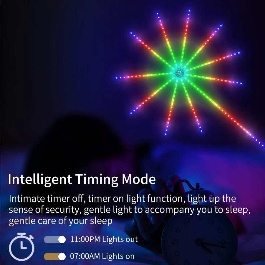 5V USB RGB Firework Light Strip Bluetooth APP Control Colorful Firework Light Music Sound For Bedroom Festival Wedding Party Dec