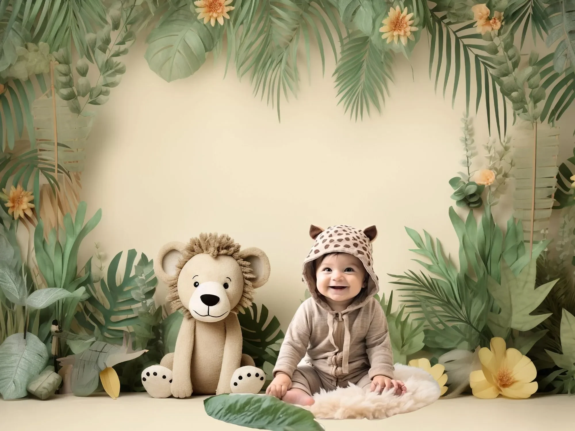 Mehofond Photography Background Tropical Jungle Safari Animals Kids Birthday Cake Smash Portrait Decor Backdrop Photo Studio