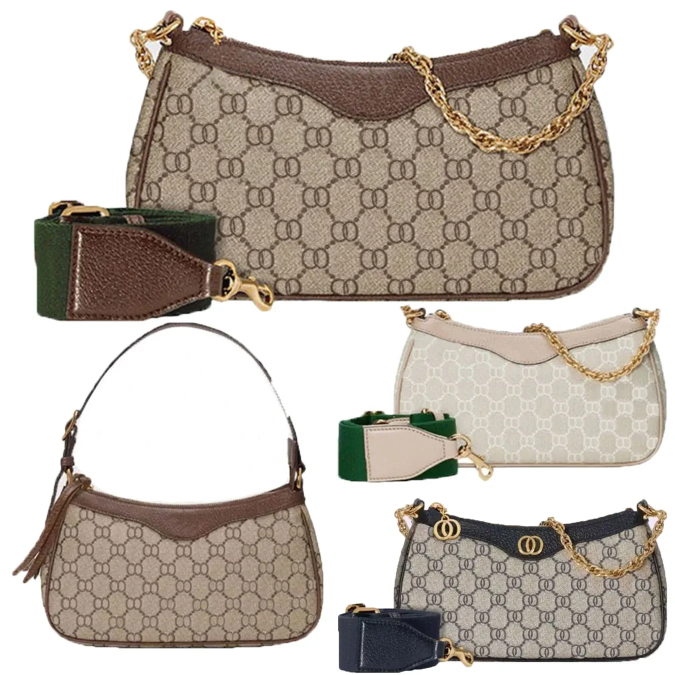 

designer bags handbag Ophidia Hobo New underarm canvas Genuine Leather Womens bag High Quality Chains clutch tote Shoulder Wide