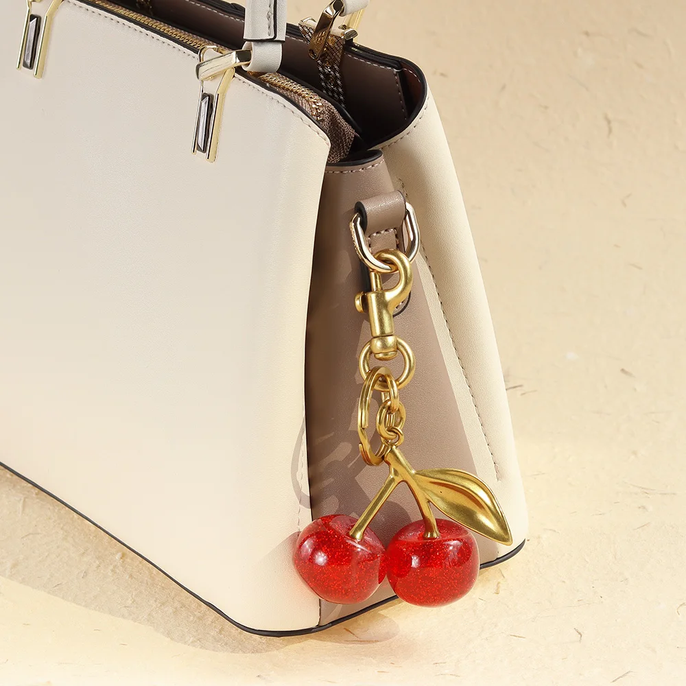 Exquisite Cherries Handbag Pendant Keychain Women\'s Internet-famous Cherry Car Accessories High-Grade Pendant