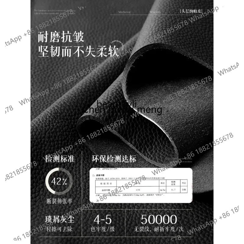 LHY26 ssFrench retro style sofa straight row living room small apartment black first layer leather sofa
