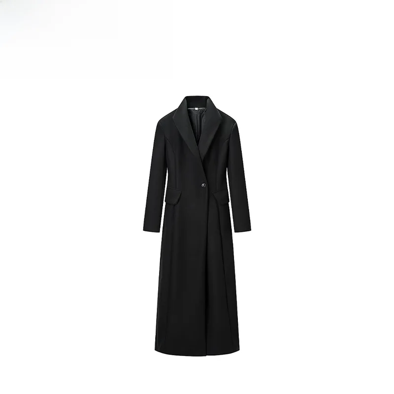 

Модное длинное пальто на одной пуговице для женщин, повседневное, из полиэфирного волокна, тонкое, для женщин среднего возраста