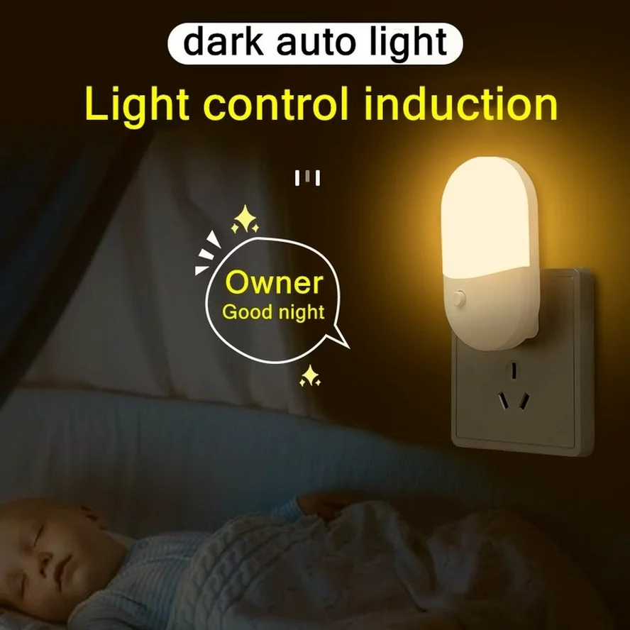 1 PCS AC85-265V LED Night Light Saving LED Light Control Induction Night Lamp EU US Plug Night Light For Dual color temperature