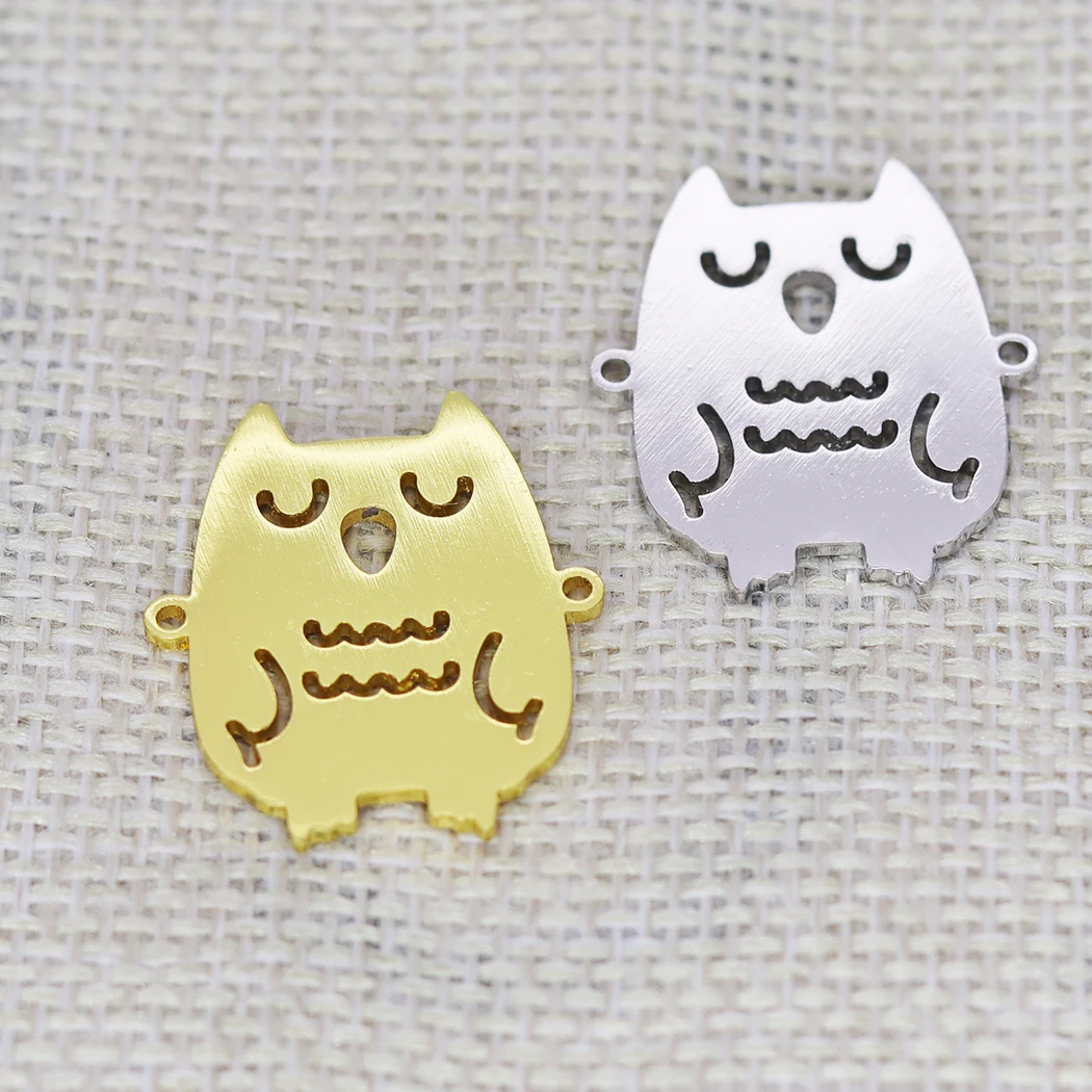 5PCS DIY Stainless Steel Super Cute Sleepy Owl Bird Charm Pendant For Women Girls Animal Pet Lovers Lovely Bracelets Bangles