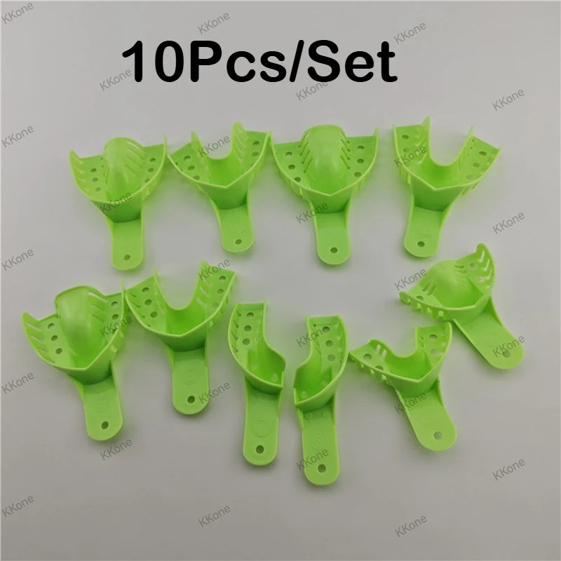 10Sets Dental Implant Tray Impression Trays Plastic Teeth Holders Plaster Mold Tray Dental Lab Tools Oral Instruments