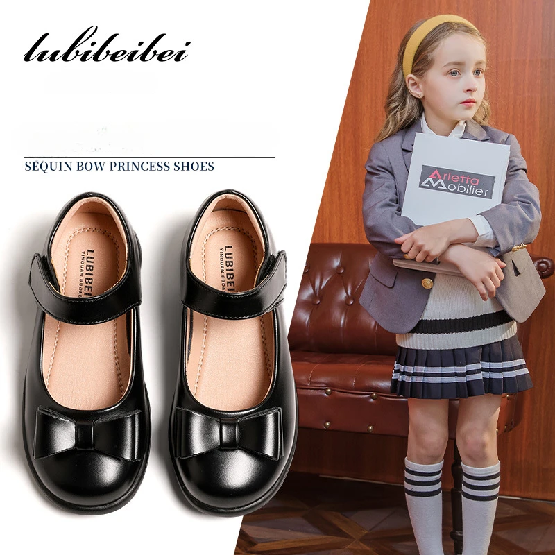 

British Fashion Girls Leather School Shoes Children Black Dress Party Moccasins Princess High Quality Leather Casual Shoes