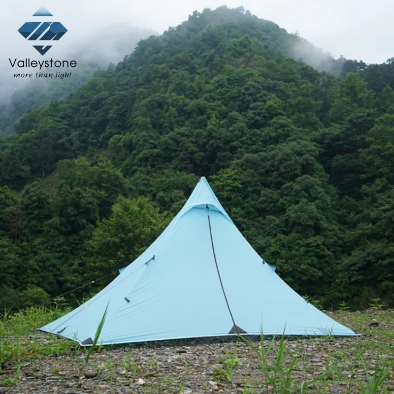 Valleystone Shanxian2 Pyramid Tent Outdoor Camping Poleless Tent Hiking Mountaineering 15DSingle silicone Tent PU6000+