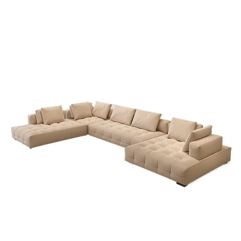 Cream wind light luxury large flat-floor villa living room light luxury module combination fabric sofa