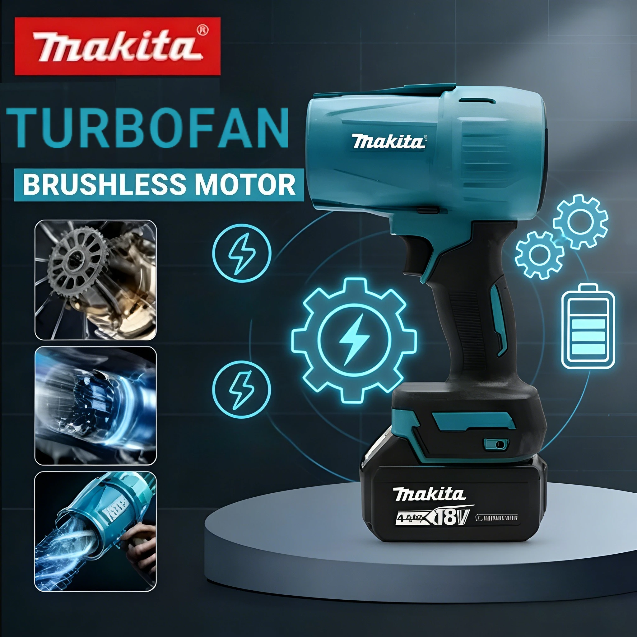 

Makita Rechargeable Car Cleanin Tool Violent Blower Turbo Jet Fan Electric Air Duster Wind Speed Turbo with Light