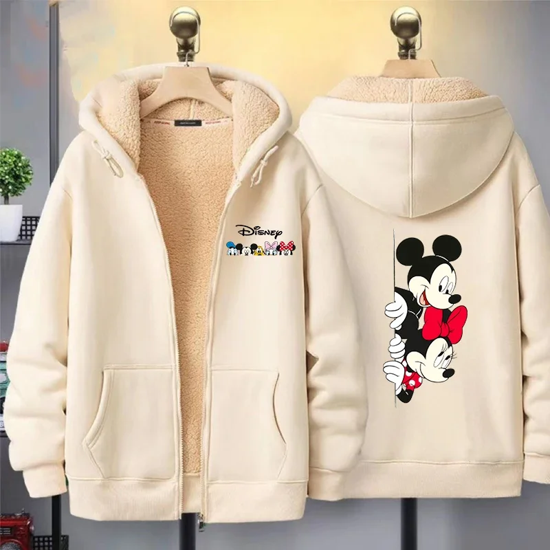 Mickey Mouse Women Zipper Hoodie Sweatshirt Girl Winter Keep Warm Jacket Womens Oversized Thick Streetwear Casual Hoody Coat Top