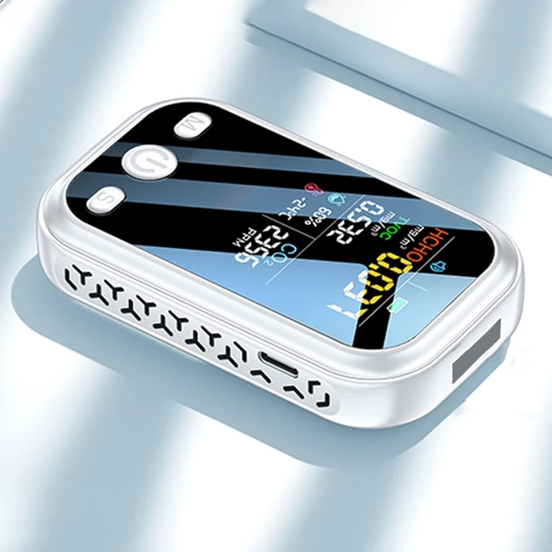 Air Quality Detector 5 In 1 CO2 Meter Digital Temperature Humidity Tester CO2 Sensor TVOC HCHO Detector Air Quality Monitor