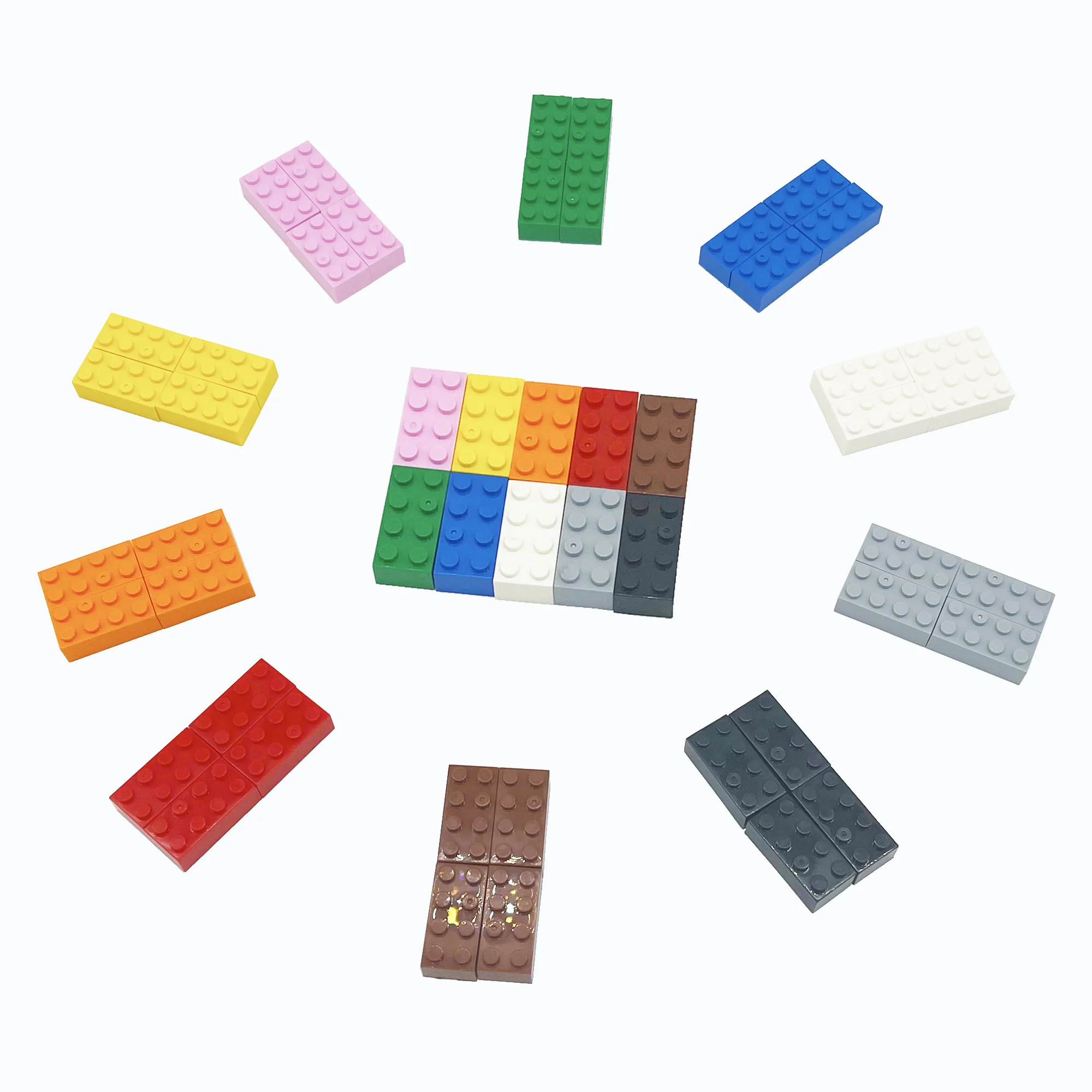 Classic Bulk Solid Color Bricks3001 2x4 Building Blocks 150pcs Grey Orange Pieces Compatible with lego All Major Brick Brands