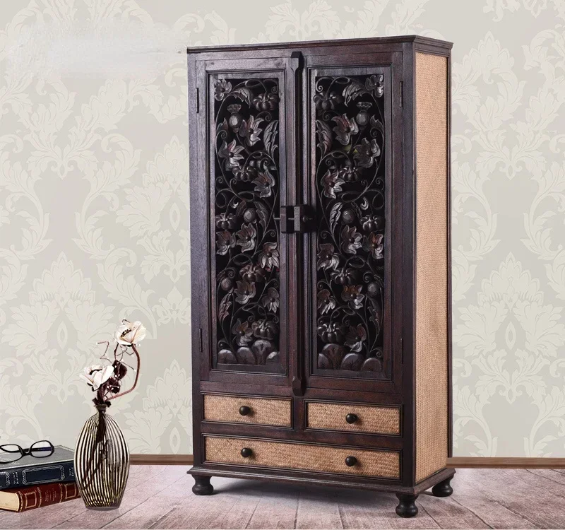 

Yilijia Southeast Asian Furniture Solid Wood Wardrobe Vintage Wardrobe Storage