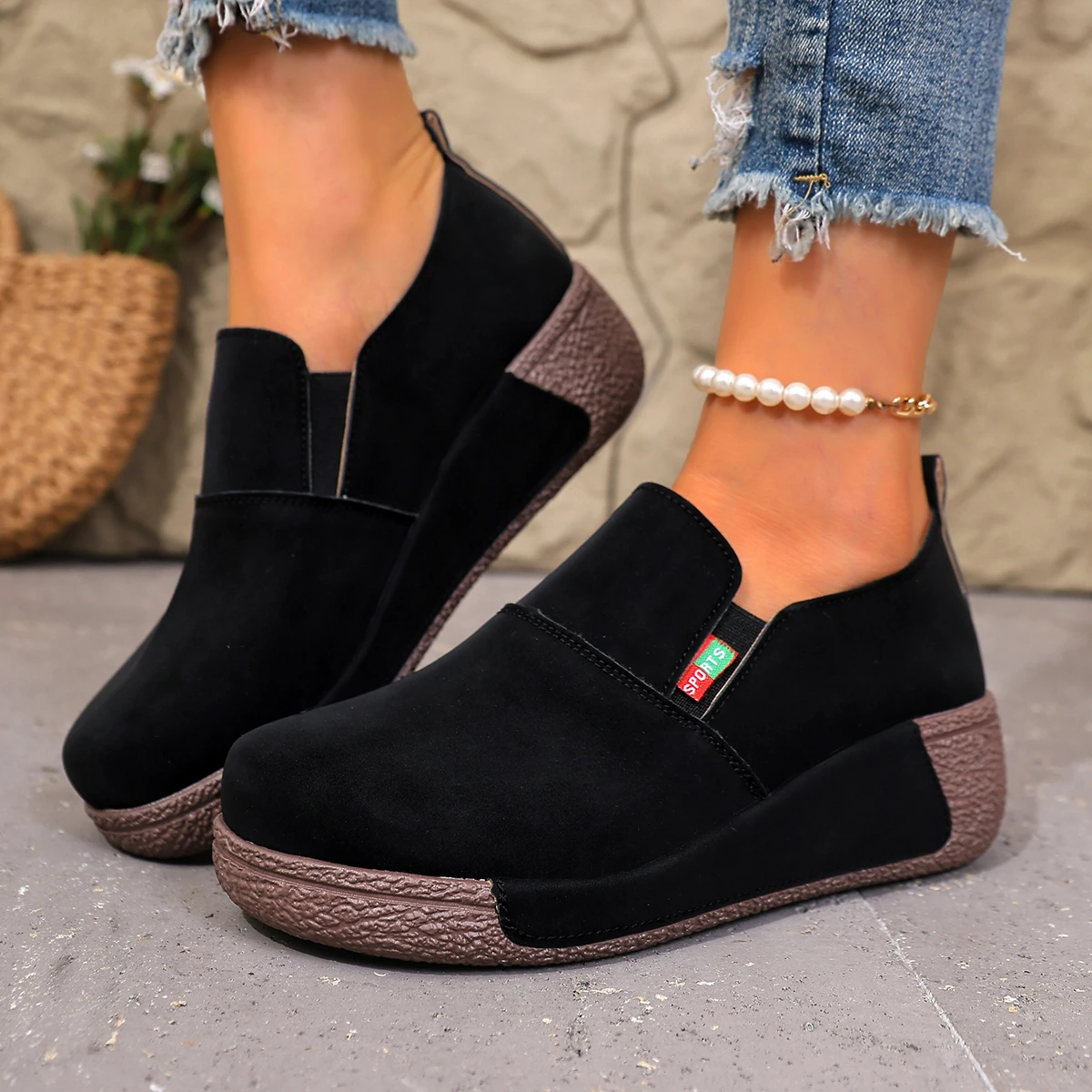 

Women Casual Shoes Platform Outdoor Fashion Sneakers Spring Autumn Retro Flats Thick Sole Wedges Sneakers Women Zapatos De Mujer