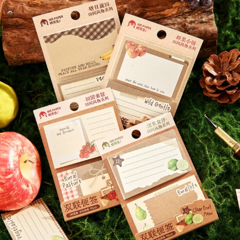 20pcs/lot Creative Apple Banana Peach Fruit Memo Pad Cute N Times Stationery Label Notepad Bookmark Post School Supplies