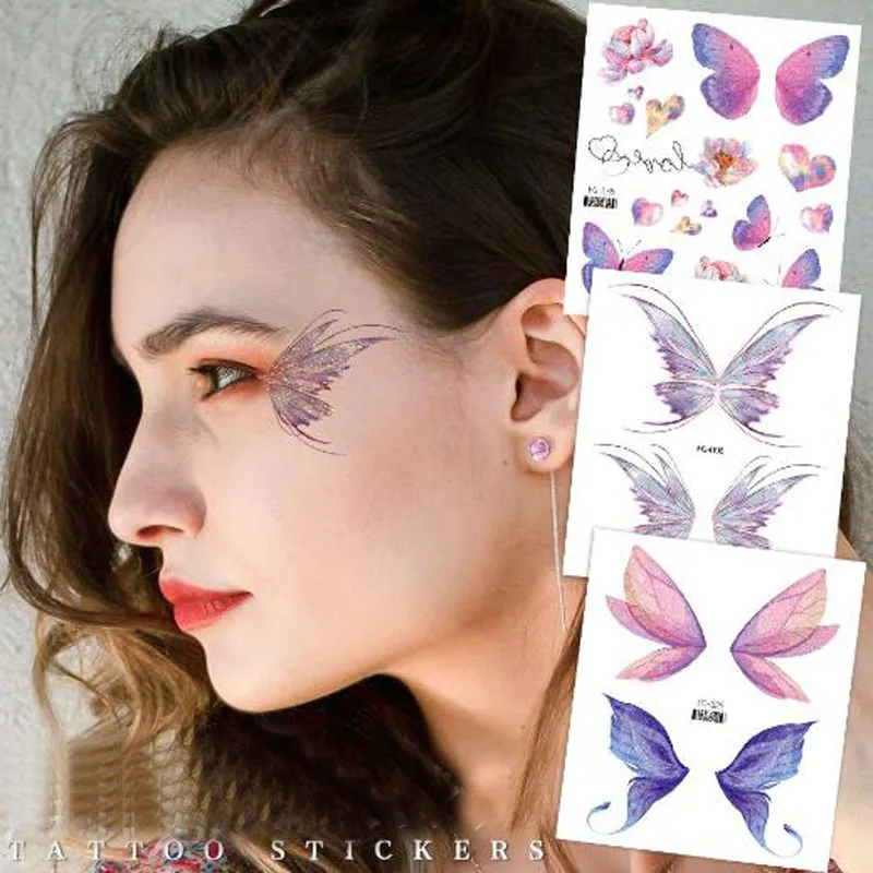 Glitter Butterfly Face Tattoo Tattoo Stickers Festival Eye Makeup Cosmetic Sticker Decals Body Art Fake Tattoos Flash Tattoo