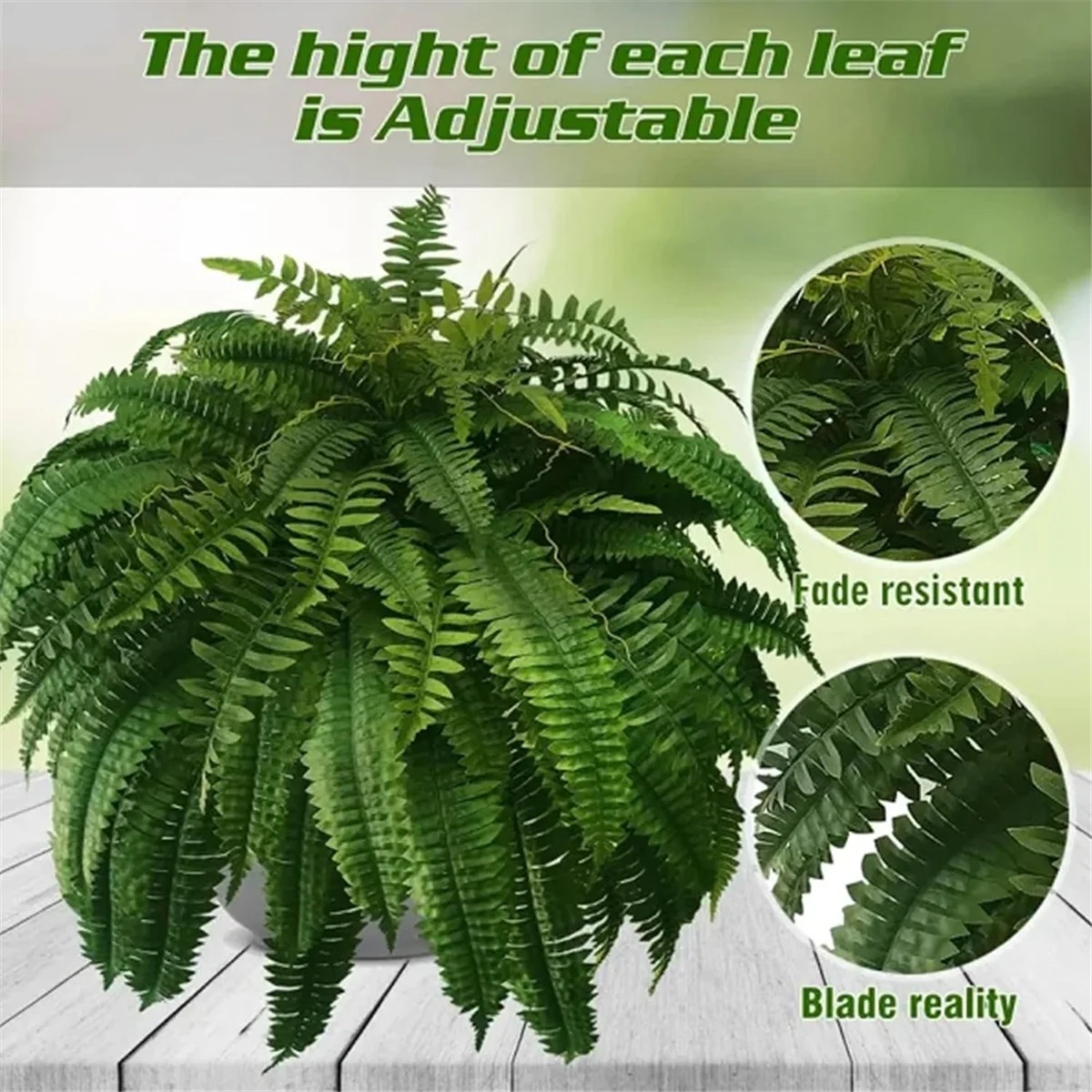 UV Resistant Lifelike Artificial Boston Fern, Artificial Ferns for Outdoors, Faux Ferns Fake Ferns Artificial Plants