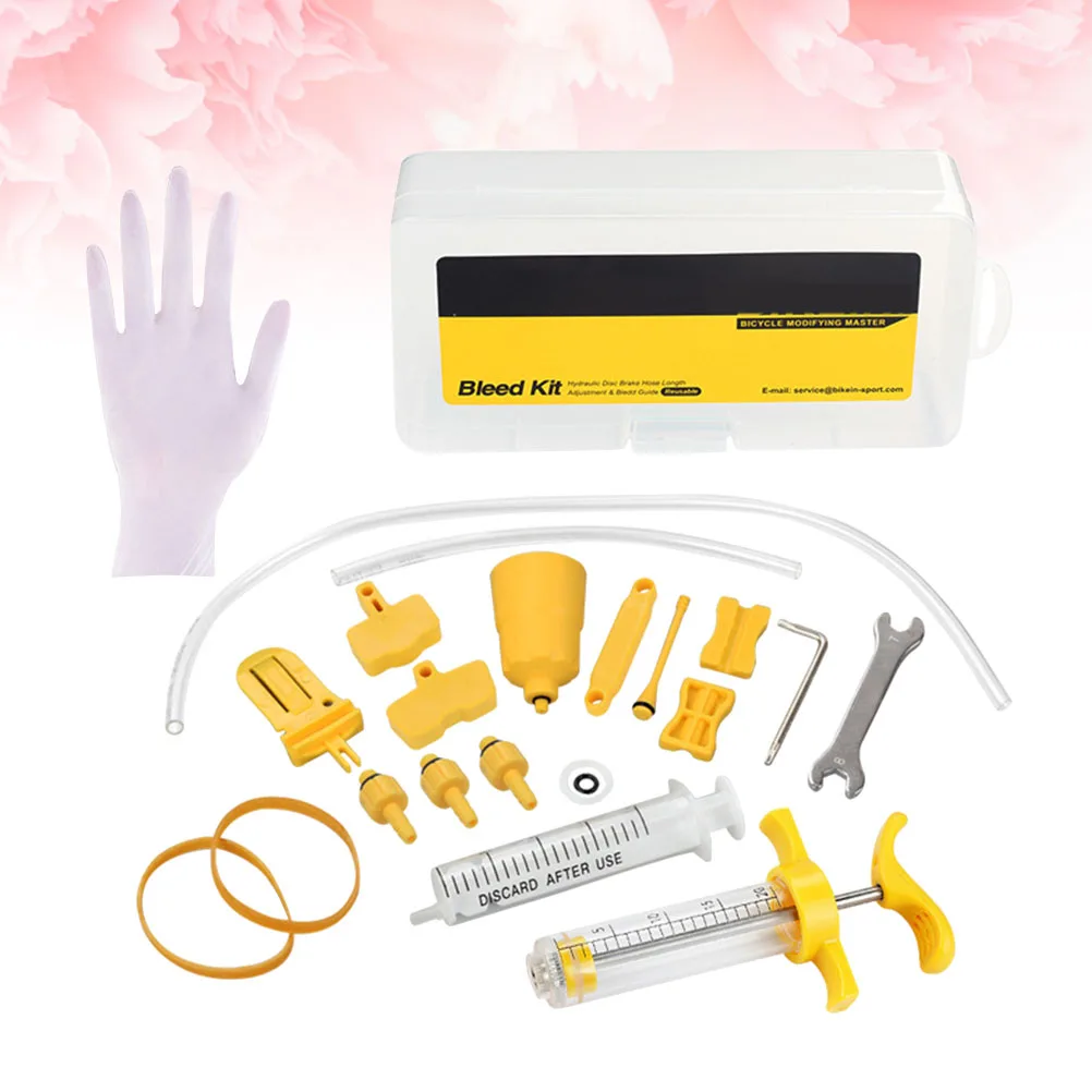 

1 set Brake Oil Bleed Tool Hydraulic Filling Kit Bike Repair Compatible Durable Yellow Plastic Syringe Long Lasting