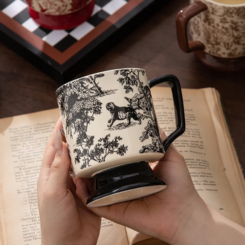 

Modern Ceramic Cup, High Foot and Large Capacity, Restaurant, Home Kitchen, Coffee, Milk Cup, Gift New Product