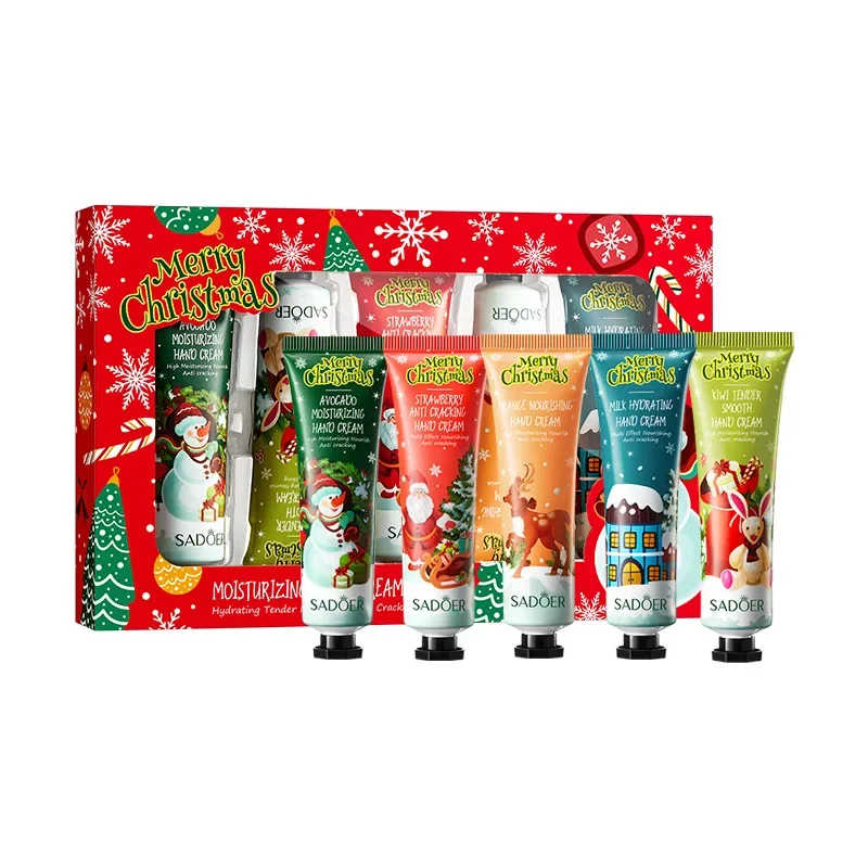 Sadoer caixa de presente natal fragrância hidratante creme para as mãos conjunto batom lembrança hidratante anti-secagem menina presente do feriado