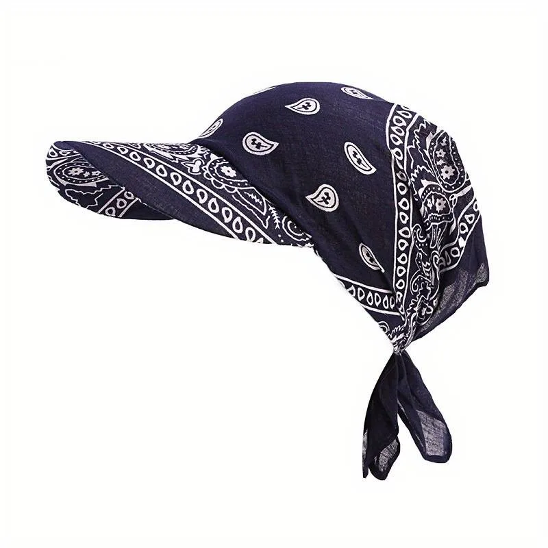 Bandana Paisley Print Turban Cap Tied Headwrap Women Baseball Cap Casual Adjustable Sun Visor Hat