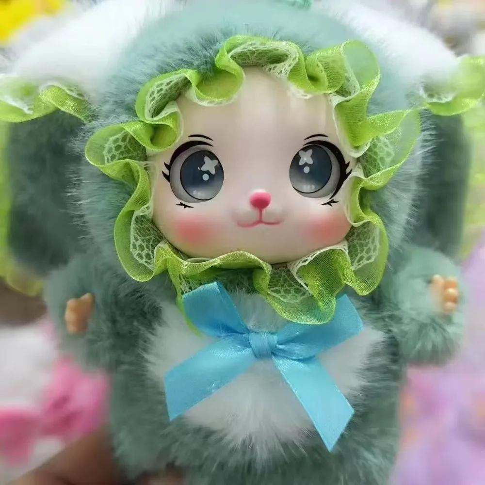 Cute Style Vinyl Face Rabbit Doll Pendant Bowknot Adorable Stuffed Animal Soft Plush Big Eyes Bunny Bag Charm Backpack Hanging