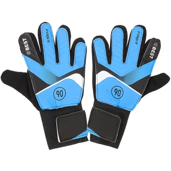 Gloves Children and Youth Goalkeeper Pu Latex Non-slip Protective Football 1 Pair (blue Size 5) Soccer Supply Sports Hand Cover