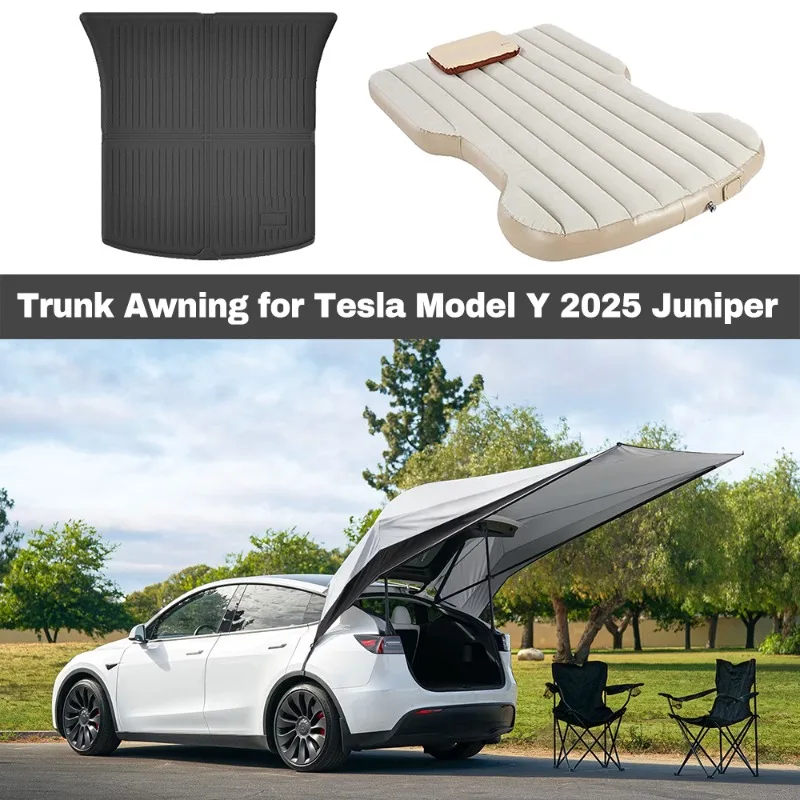 Car Trunk Awning for Tesla Model Y 2025 Juniper Trunk Mat Air Mattress Waterproof UV-Resistant Automotive Canopy Camping Travel