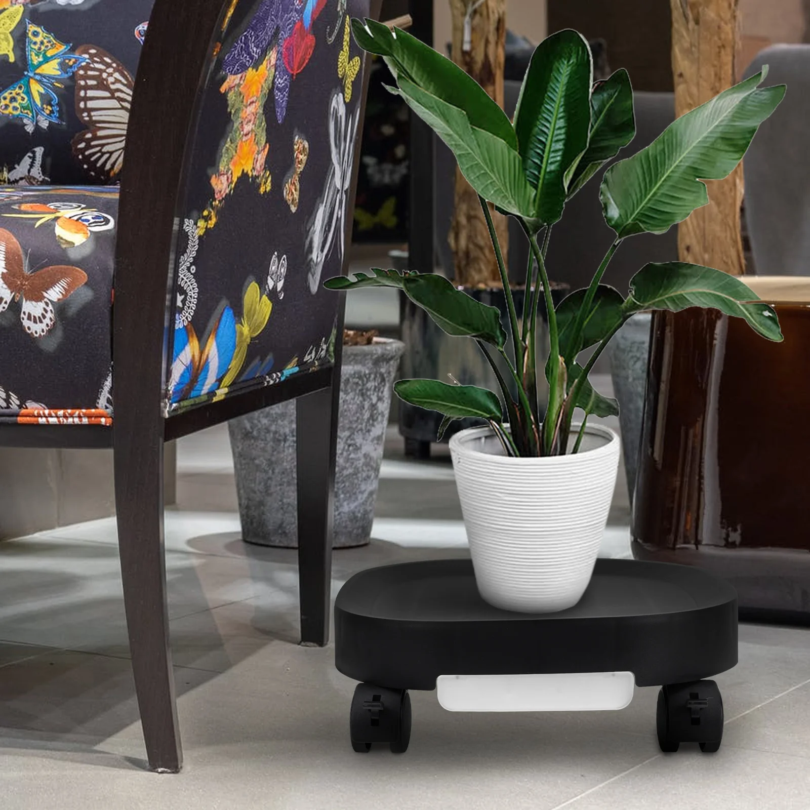 

Resin Flowerpot Plant Rack Bonsai Planter St Shelf Wheels Water Tray Durable Material Garden Decor Planter Support