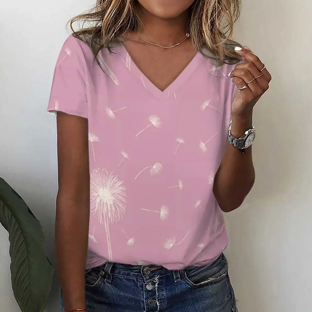 Nuevas camisetas con estampado 3D, moda de verano para mujer, ropa de calle informal con cuello en V, camisetas Y2k, Top de gran tamaño, ropa Harajuku para mujer