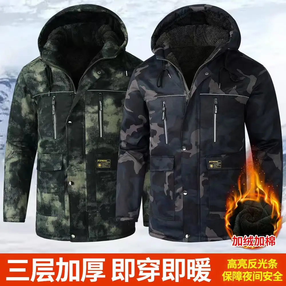 Camouflage Down Parkas Jackets 2024 Men\'s Parka Hooded Coat Male Wool Liner  Parkas Winter Jacket Men Military Cotton Overcoat