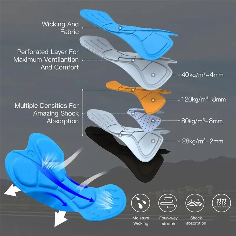 

AB31 Men's Cycling Shorts 4D Padded Bike Bicycle Liner Shorts with Anti-Slip Leg Grips for Cycling Club Blue,XL