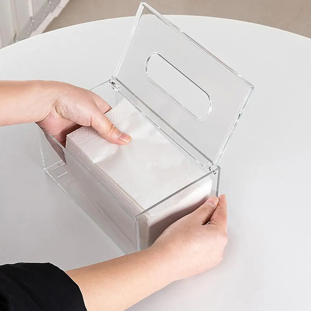 Clear Acrylic Tissue Box Napkin Holder Waterproof Transparent Visible Acrylic Clear Napkin Paper Storage Box Home Organizer Case