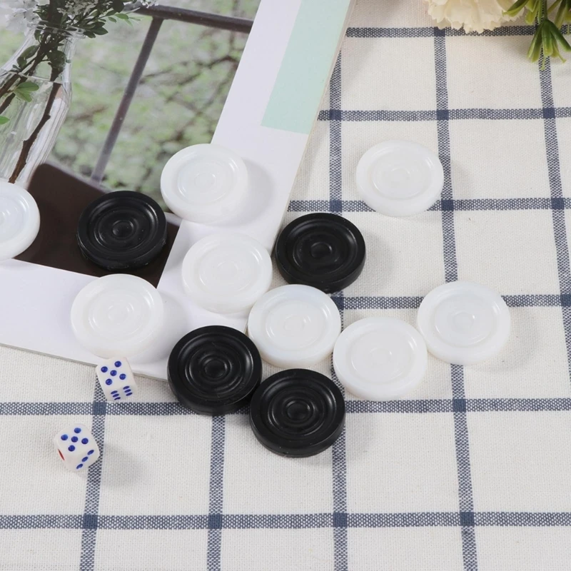 32Pcs/set 35mm Plastic Black White Backgammon Checkers Chips Pieces Stackable Checkers Pieces Children Kids Toy Dropship