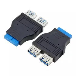 20Pin to Dual USB3.0 Adapter Connverter Desktop Motherboard 19 Pin/20P Header to 2 Ports USB 3.0 A Female Connector Card Reader