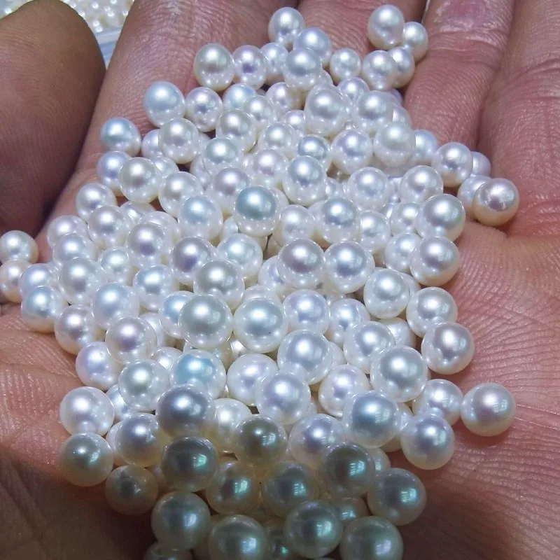 Wholesale 4pair/lot Half Hole Drilled Round Pearl 2A  3A Zhuji Natural Freshwater Cultured White Pearls for Jewelry Making DIY