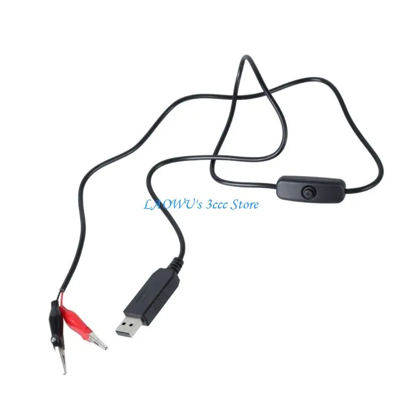 

Y8AD USB To 9V Alligators Clips Cable Voltages Step Up Power Supply Cord with Button