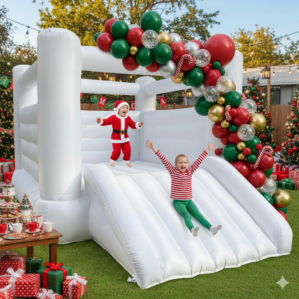 Château Gonflable Blanc avec Souffleur, Maison à Rebond, Softplay, Niket Extérieur, Personnalisation, Cadeau d'Anniversaire pour Enfants, 12 Pieds