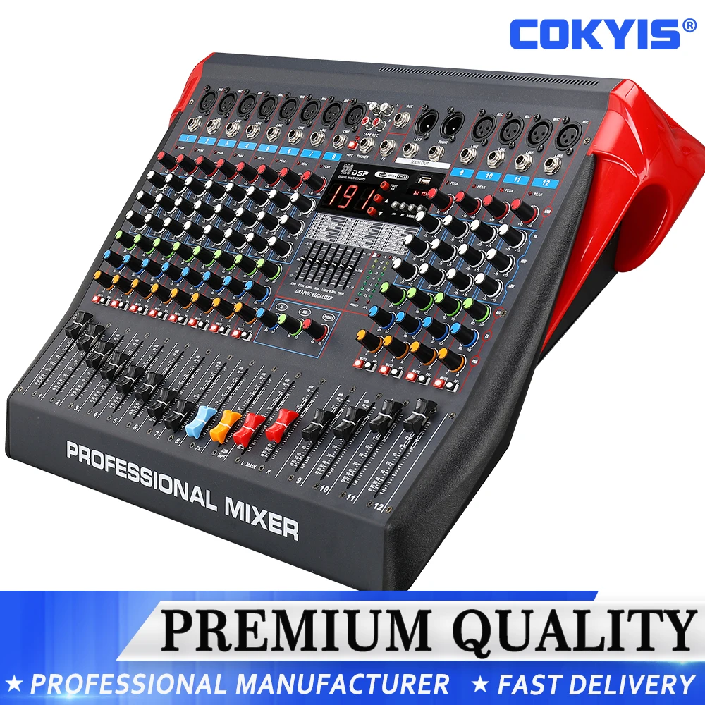 COKYIS 8/12 Channel bluetooth EQ Microphone Sound Mixer Console Professional Karaoke Audio Mixer With USB performance mixer